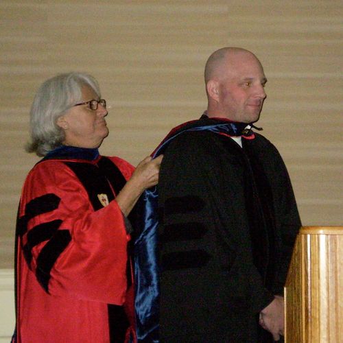 Here I am receiving my doctoral hood at Drew Unive