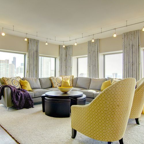 Living Room of lakefront condo in Chicago