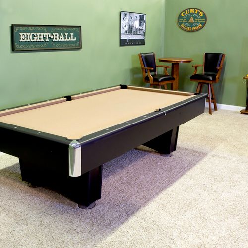 Gameroom style table offered in 7' or 8'. Installa