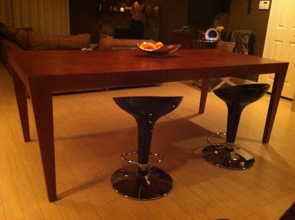 This custom table with in-canted legs was created 