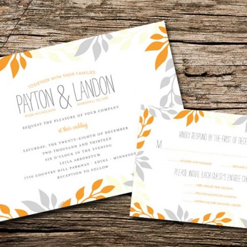 Orange Leaves Wedding Invitations