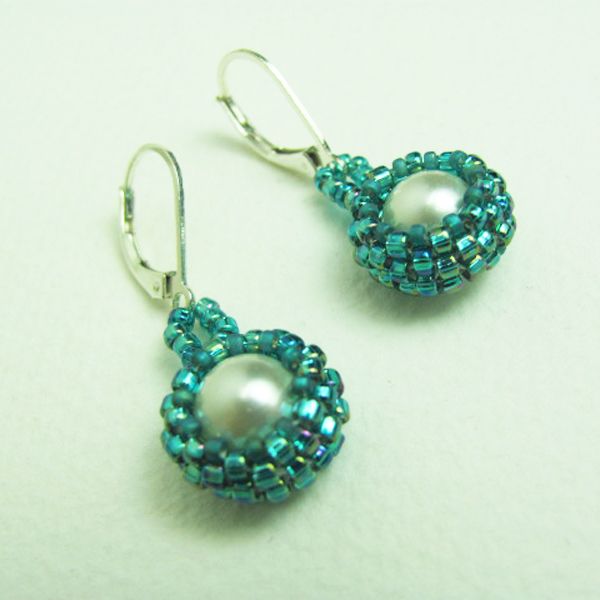 Bead Bezeled Swarovski Pearl Earrings