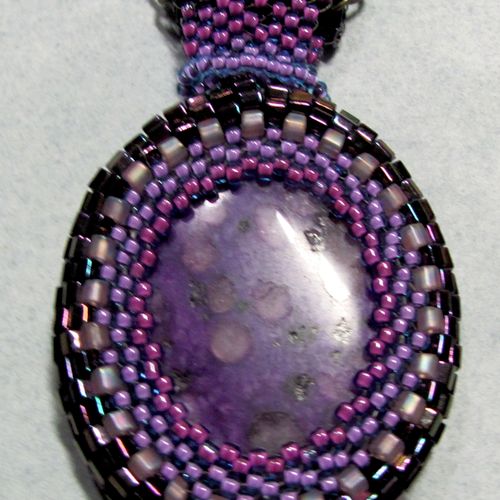 Pic 1 of Grape Themed Beadwork Necklace - Bezeled 