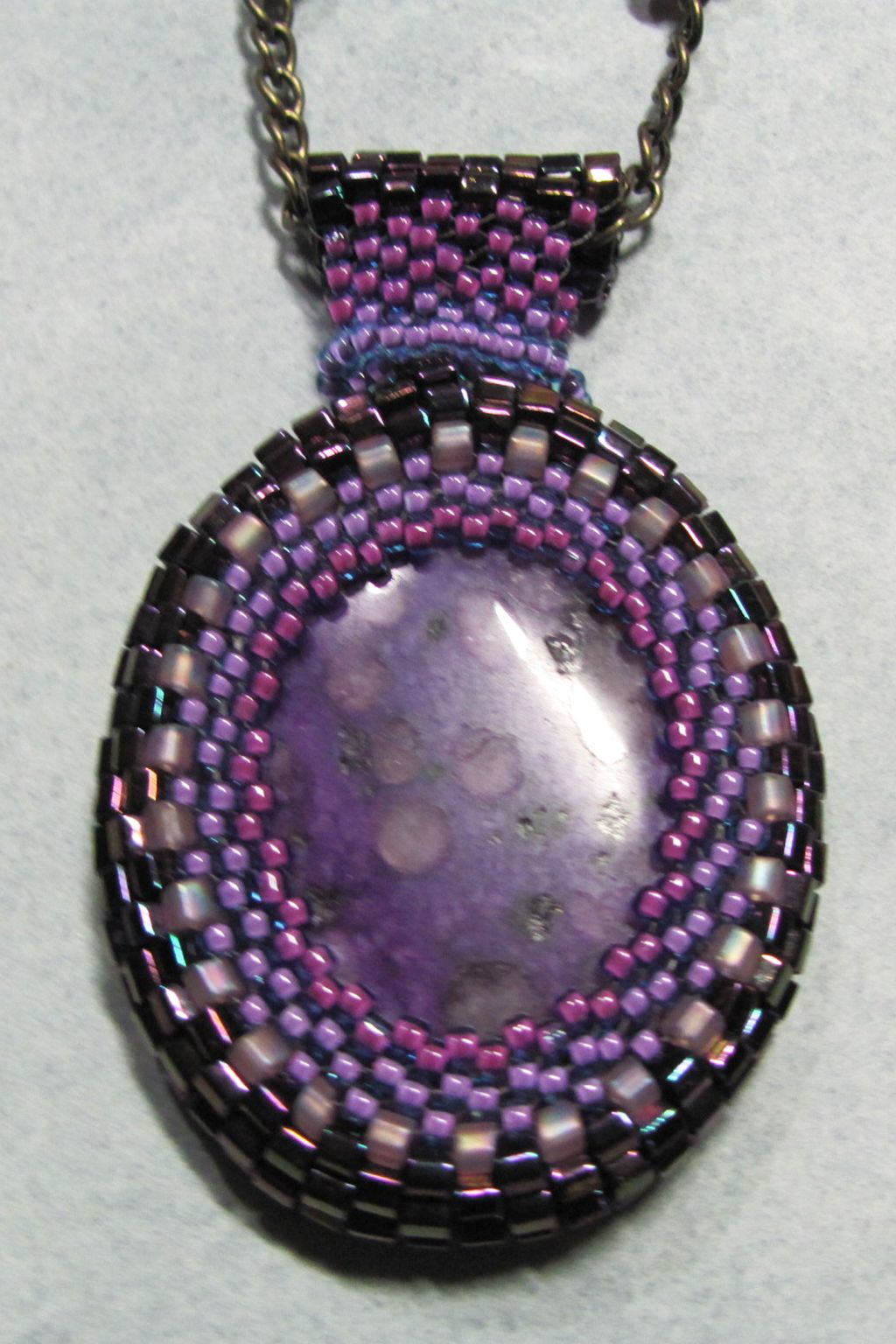 Pic 1 of Grape Themed Beadwork Necklace - Bezeled 