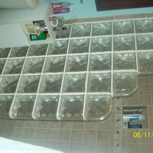glass block shower door/tub conversion