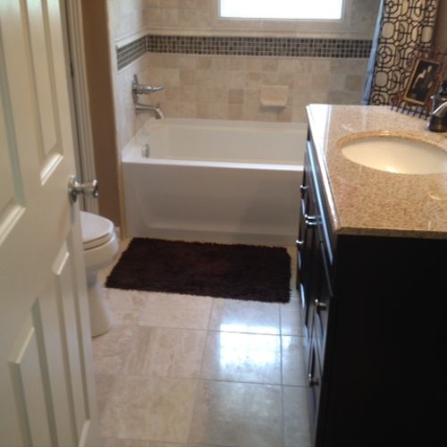Complete Bathroom Remodel.  Floors, tub, tile, van