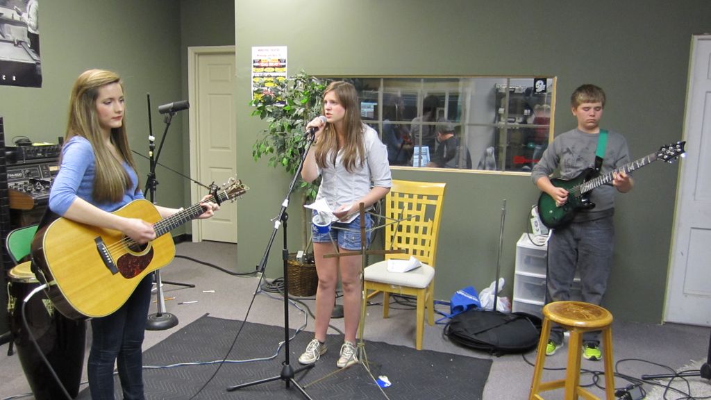 LME students at the Green Room Recording studio.