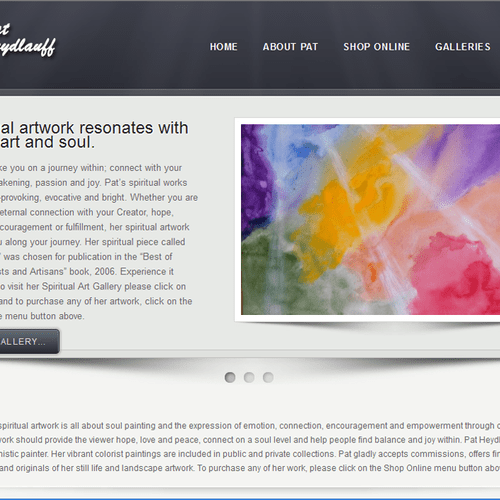 Spiritual Artwork site featuring custom wordpress 