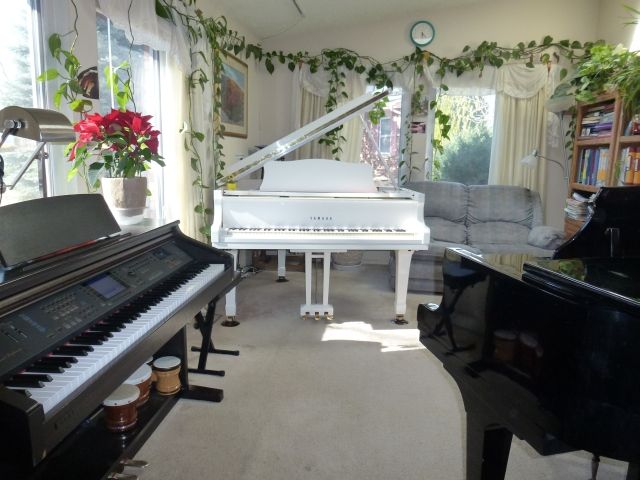 Music Studio: 2 acoustic baby grand pianos and a d