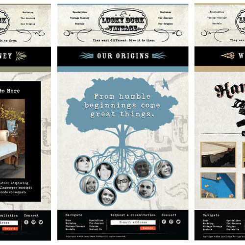 Web site design for Lucky Duck Vintage.