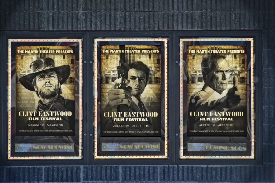 This was a group of three movie posters for a Clin