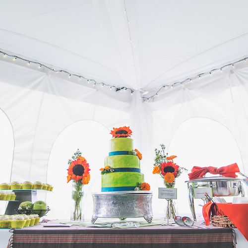 Apple themed wedding with dessert buffet options