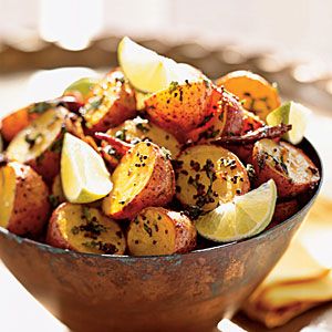 Roasted red potatoes with herbs, lemon and olive o