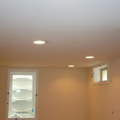 recessed lighting in a finished basement