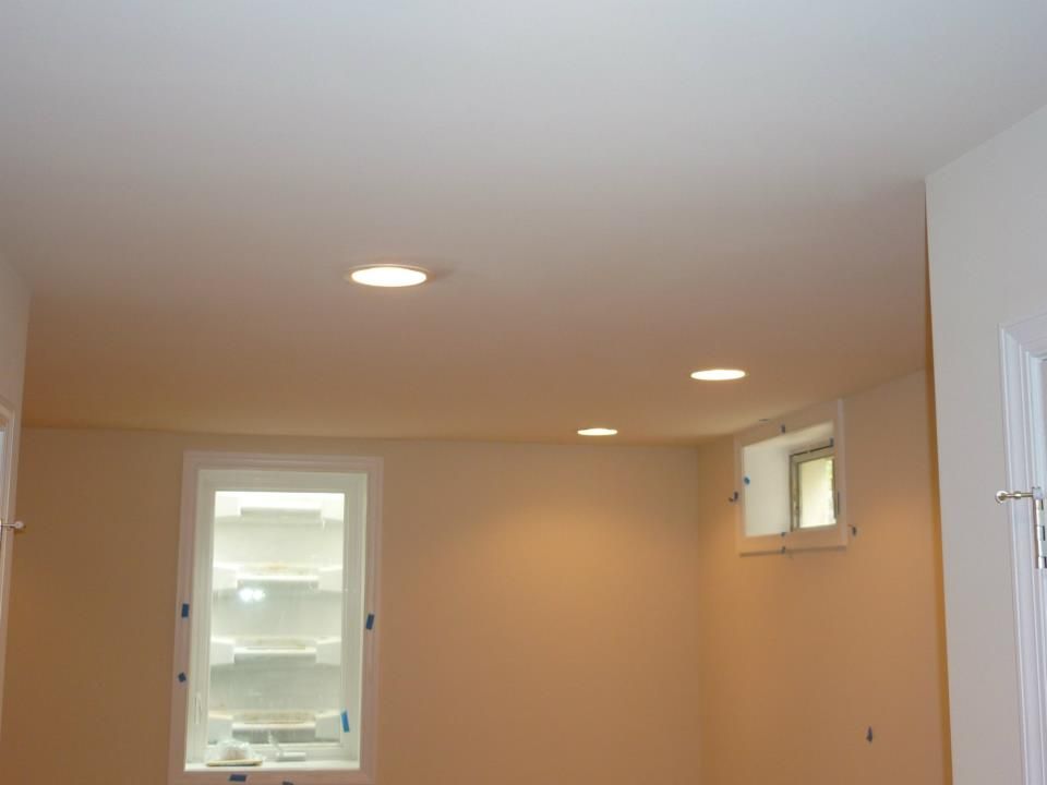 recessed lighting in a finished basement