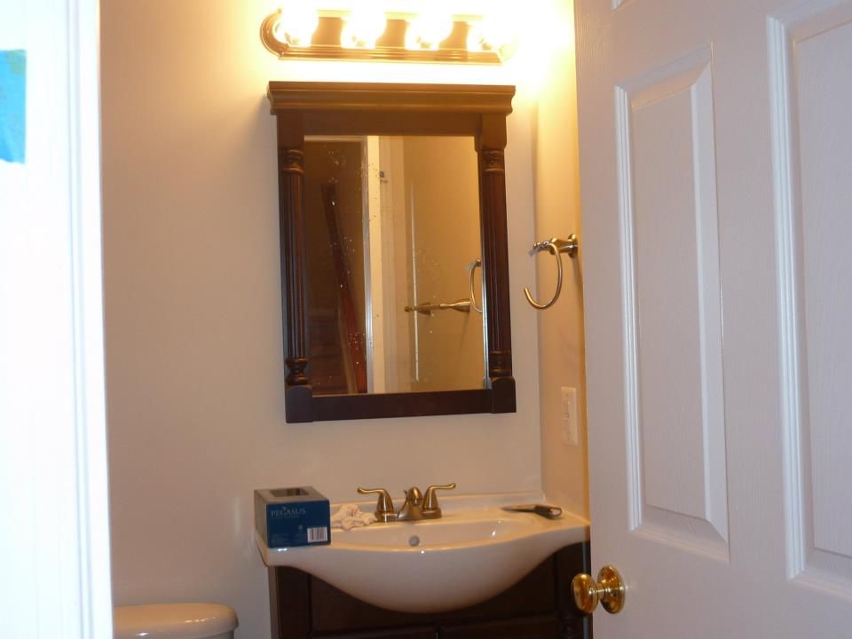 bathroom in a finished basement
