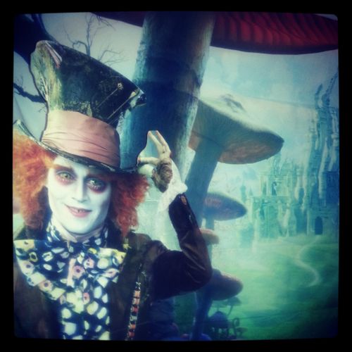 Mad hatter cutout and background at Alice in Wonde