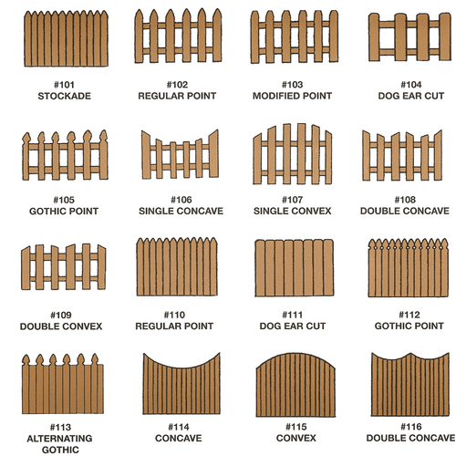 These are different types of wood fencing.