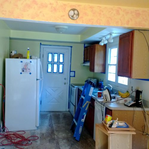 This is the start of her kitchen remodel before th