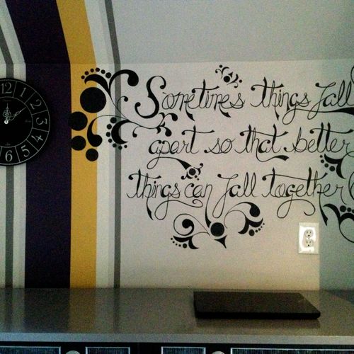 Desk Area- I hand painted an inspirational quote r