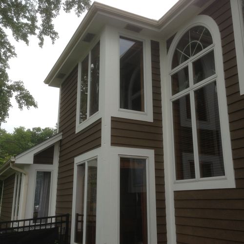 We stained this cedar home and love the contrastin