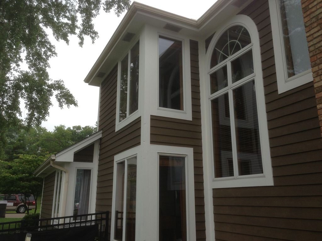 We stained this cedar home and love the contrastin