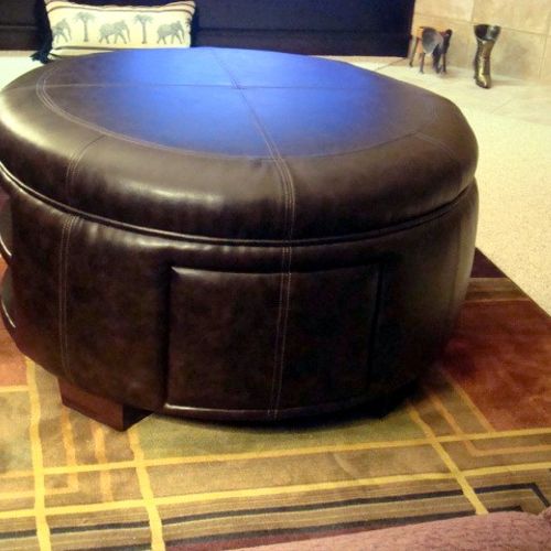 Leather Ottoman with 2 drawers and 2 Shelves