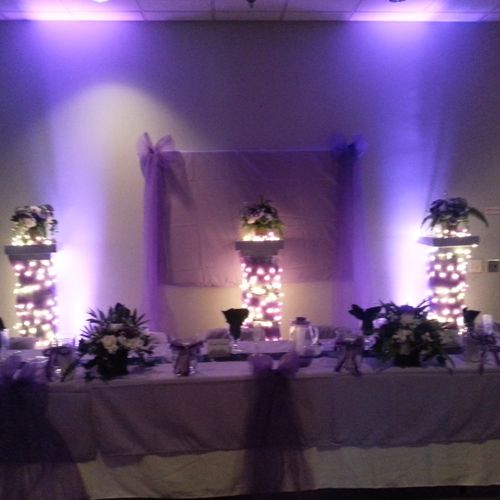 up-lighting at one of our Wedding Receptions