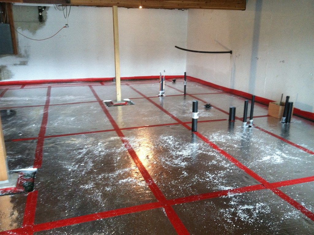 The finished floor with new stubs for plumbing...T