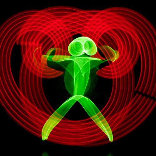 Neonman, a glow in the dark optical illusion.