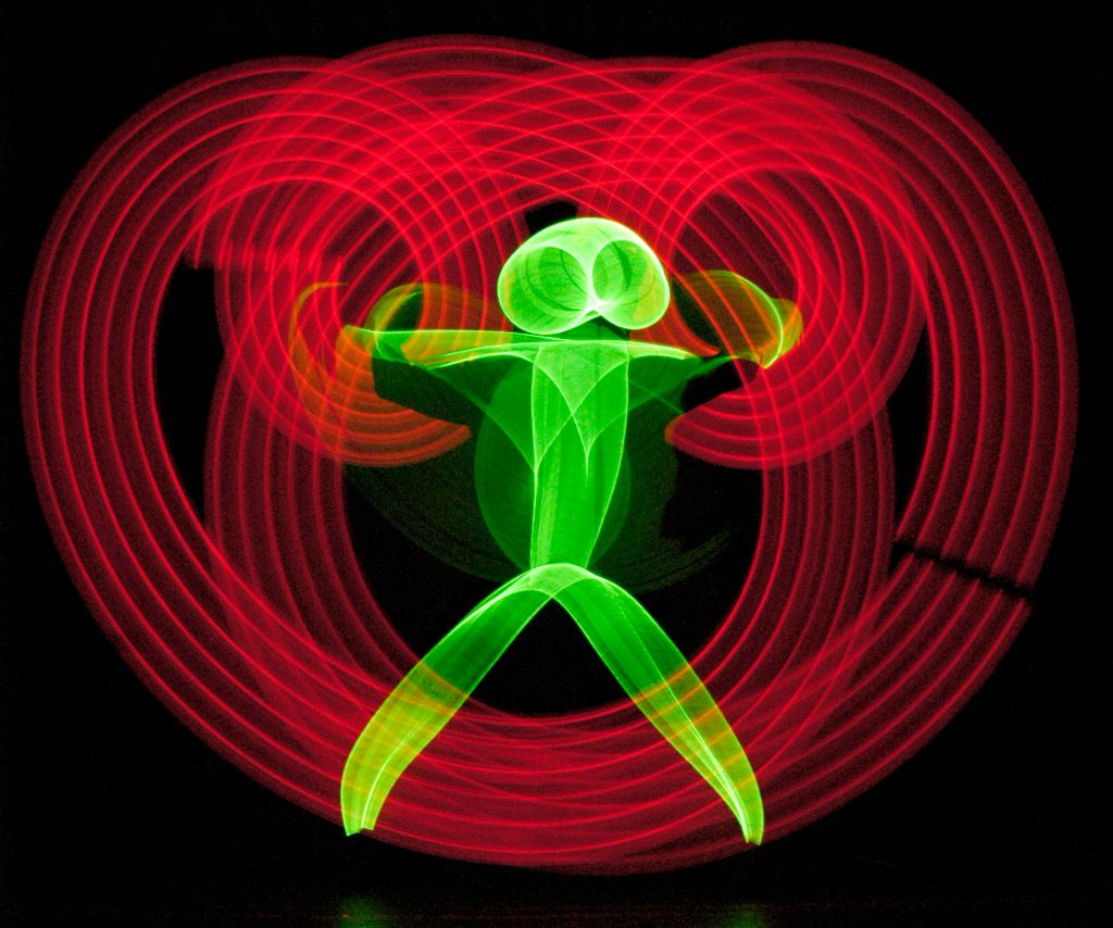 Neonman, a glow in the dark optical illusion.