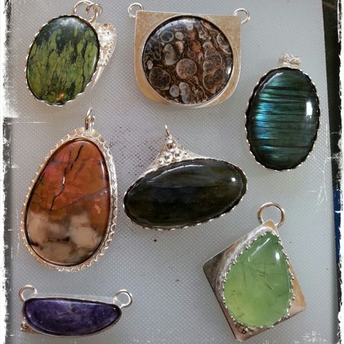 Various stones set in Fine and Sterling Silver (pr