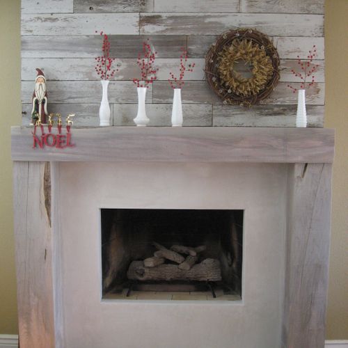 Fireplace redesigned with solid maple logs and rec