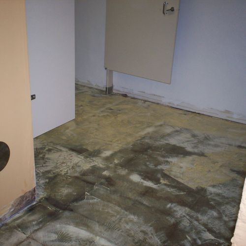 Ceramic floor tile removal and installation.  Floo