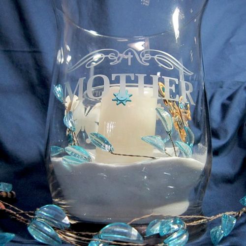 Glass Etching, Memorial Candle /vase