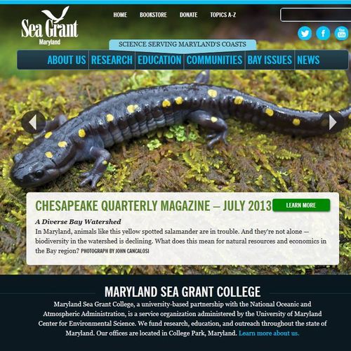 Drupal CMS site for Sea Grant Maryland. http://www