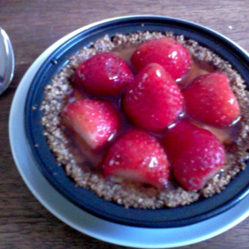 Strawberry tart with almond crust,lemon custard an