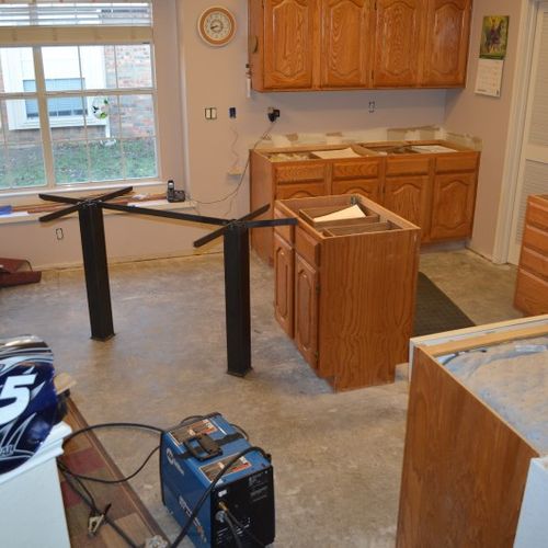 Base for a granite countertop in a kitchen remodel