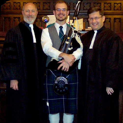 Pittsburgh Bagpiper Sean O'Donnell with Dr. Ronald