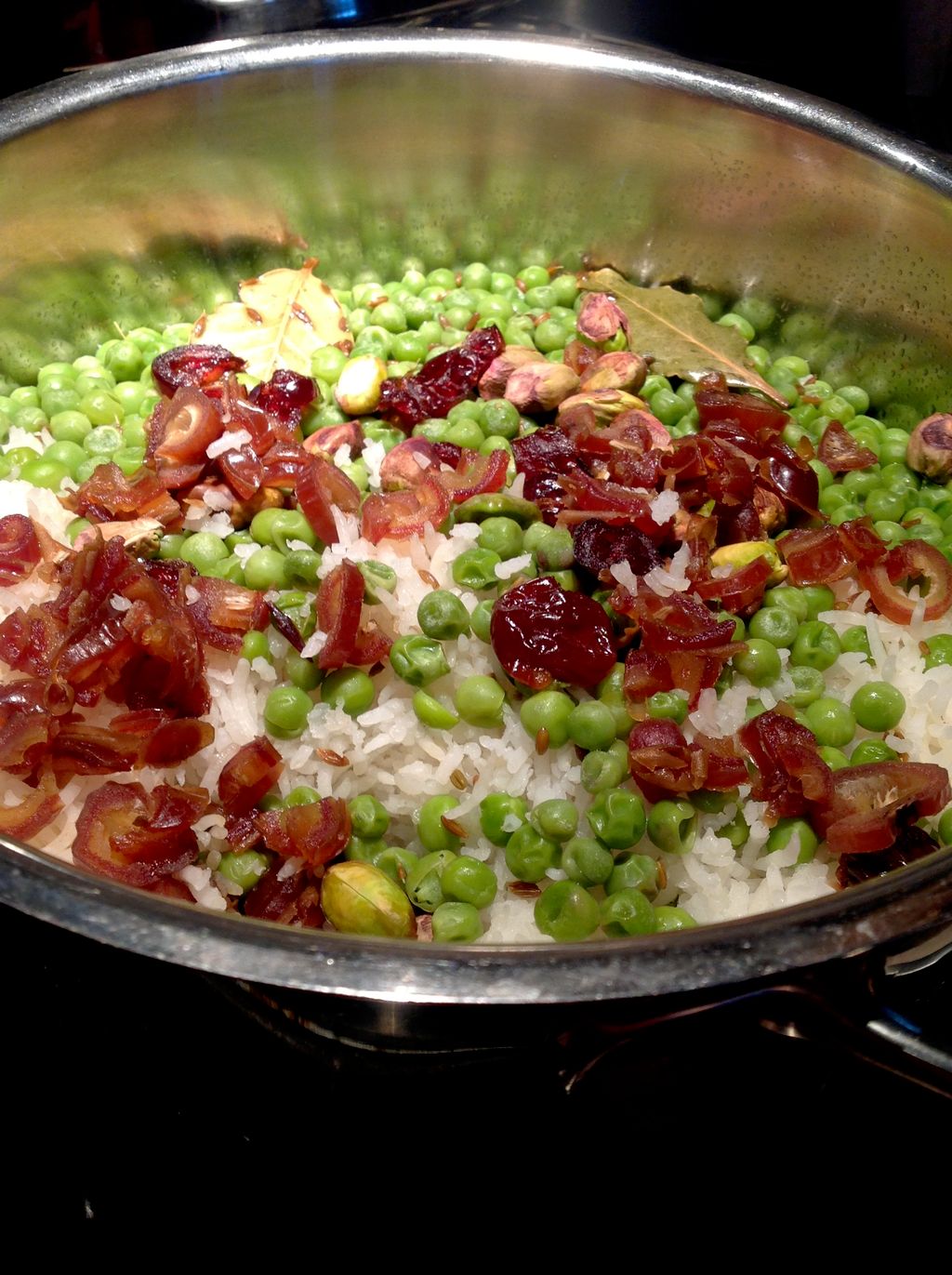 Basmati Rice Pilaf with peas, medjool dates and pi