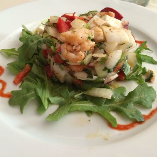 Chilled Seafood Ceviche over Arugula