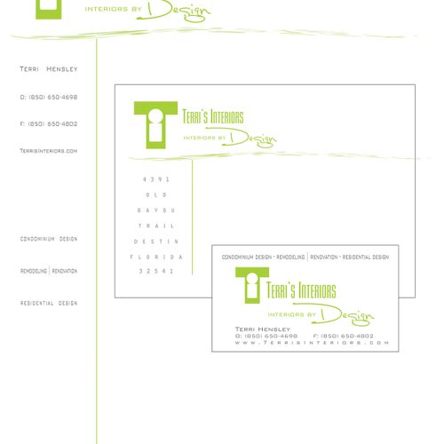 Terri's Interiors - Letterhead, Business Card, Env
