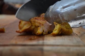 Slicing some pork loin