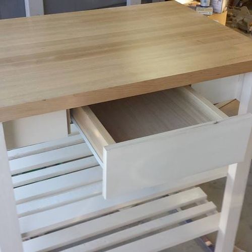 Butcher block table recently completed.