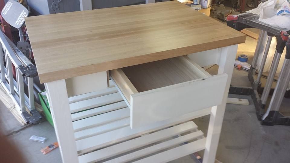 Butcher block table recently completed.