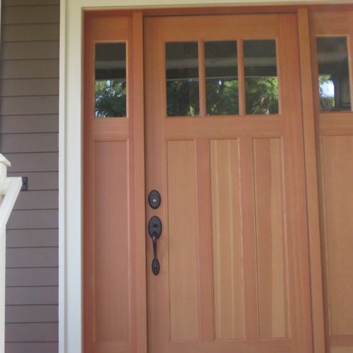 Naturally finished exterior fir door