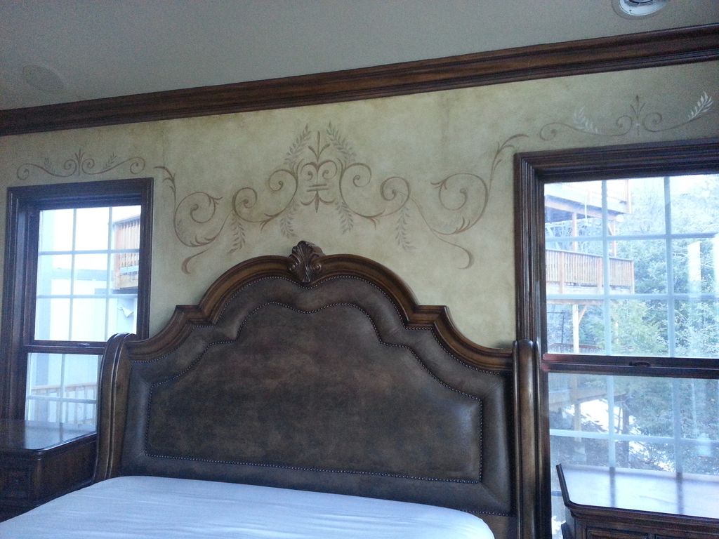 Wall textured, glazed & hand painted scrolls
