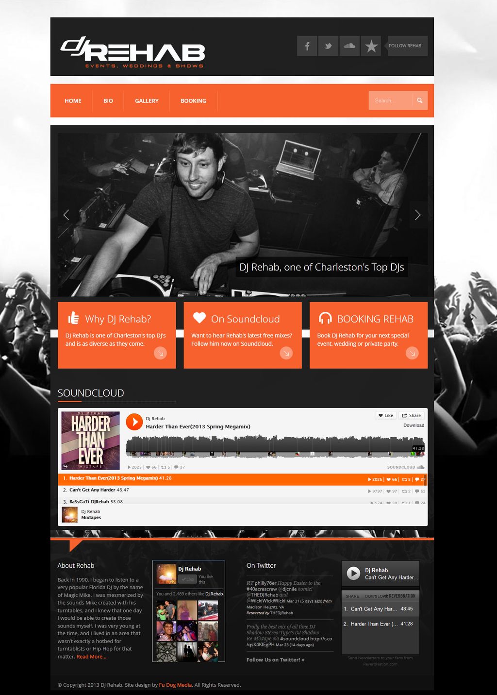 www.djrehab.net - DJ website design, music website