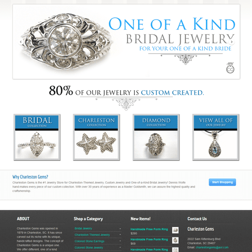 www.charlestongems.com - Jewelry Store Website Des