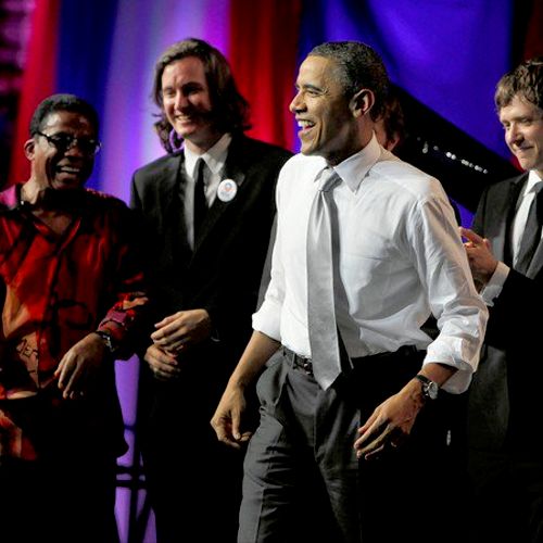 On stage with President Obama, Herbie Hancock, Jen